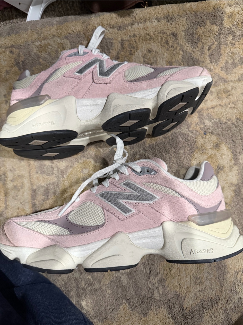 New Balance 9060 White and Pink Low-Top Sneakers